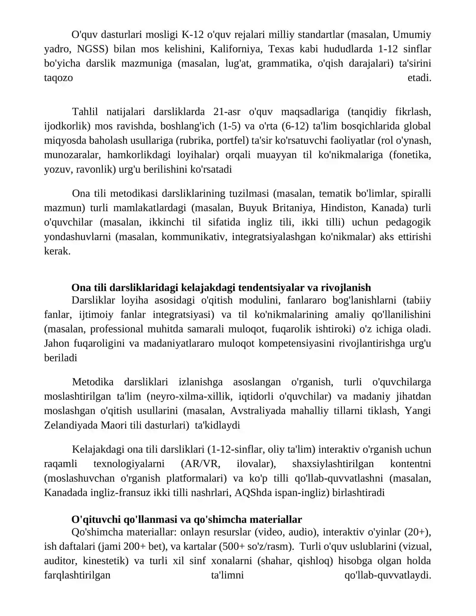 Uzluksiz ta’limning ona tili o’qitish metodikasi fanidan darsliklarning tuzilishi va mazmuni 4