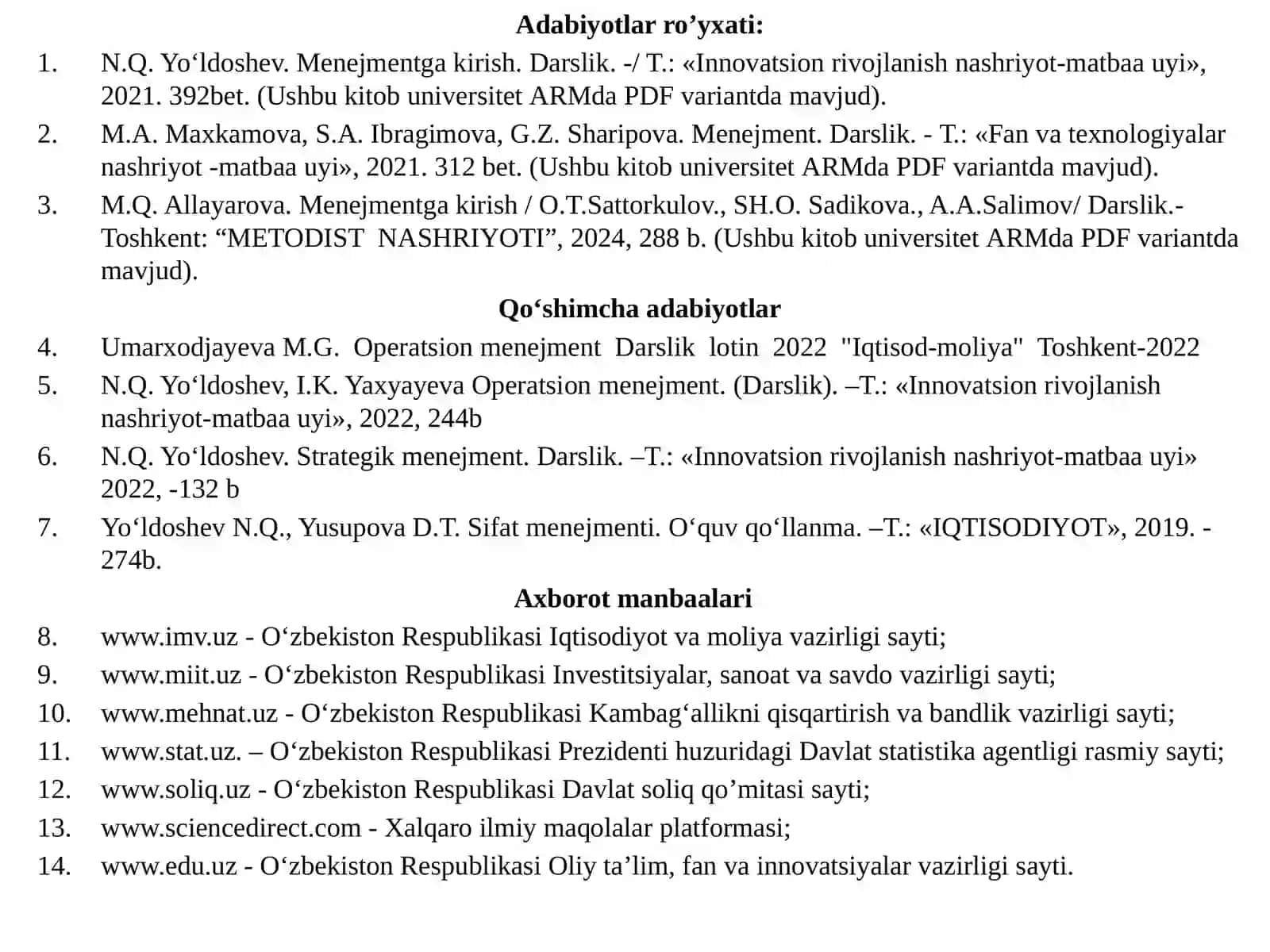 Menejmentning rivojlanish tarixi va hozirgi holati. Menejmentning nazariy asoslari 4