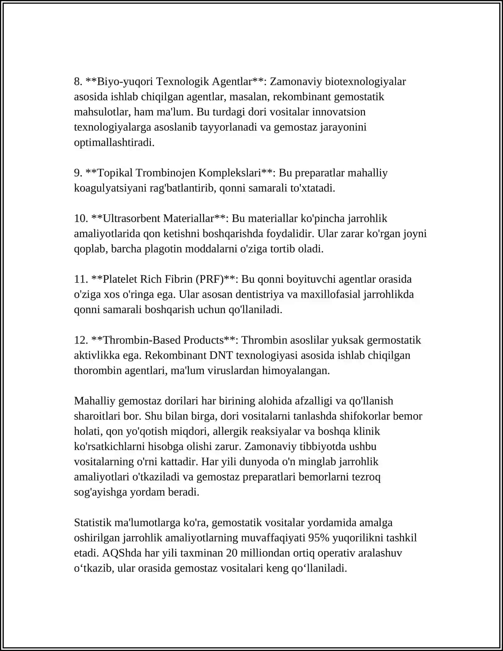 Mahalliy gemostaz uchun zamonaviy dori vositalari 4