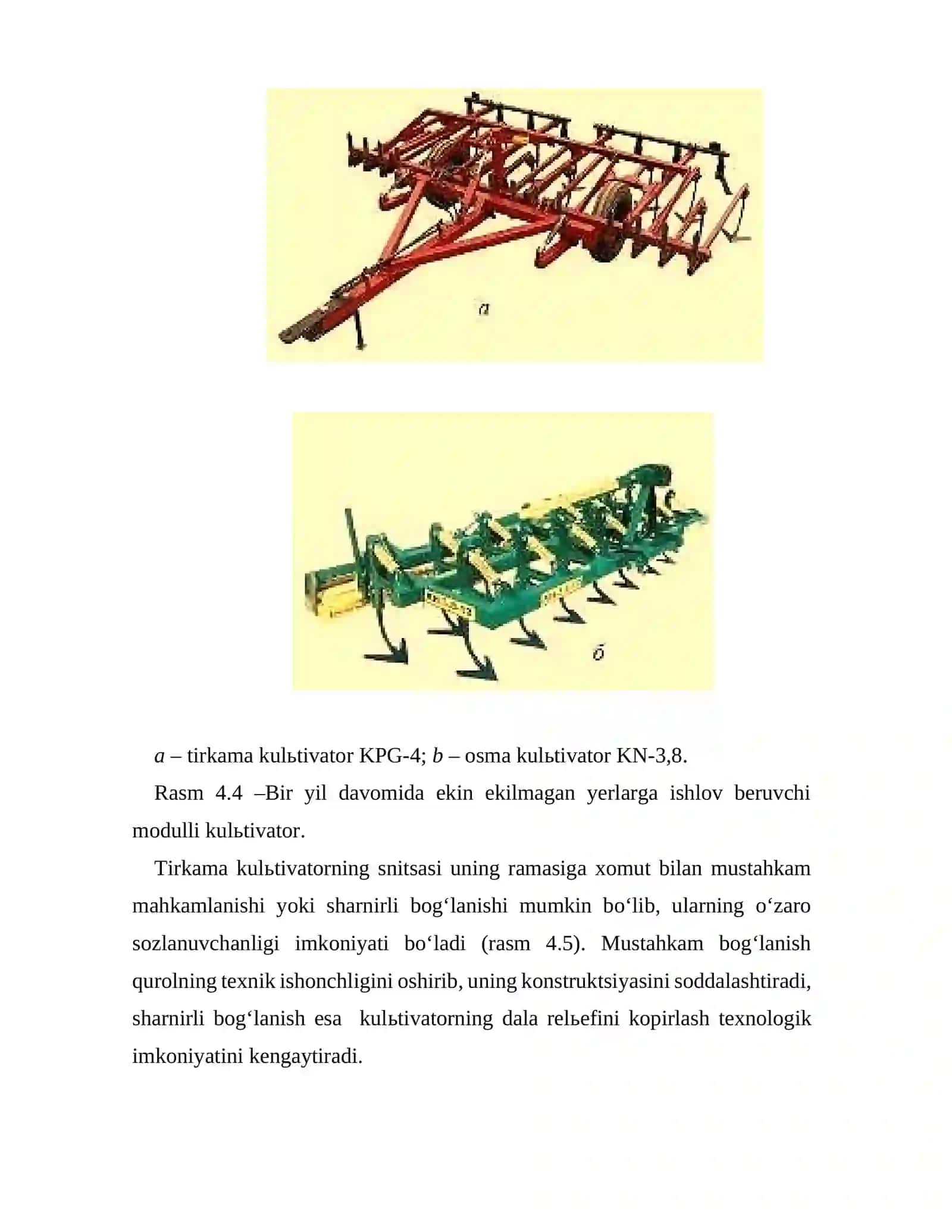 Kultivatorlar, ularning rivojlanish tendentsiyasi 4