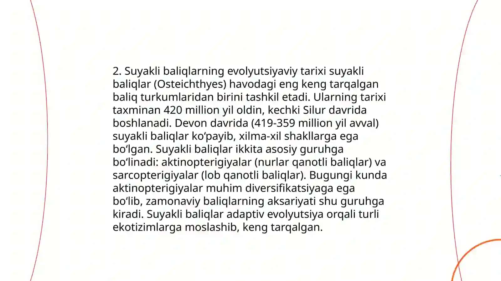 Suyakli baliqlarning kelib chiqishi sistemasi va evolyutsiyasi 4