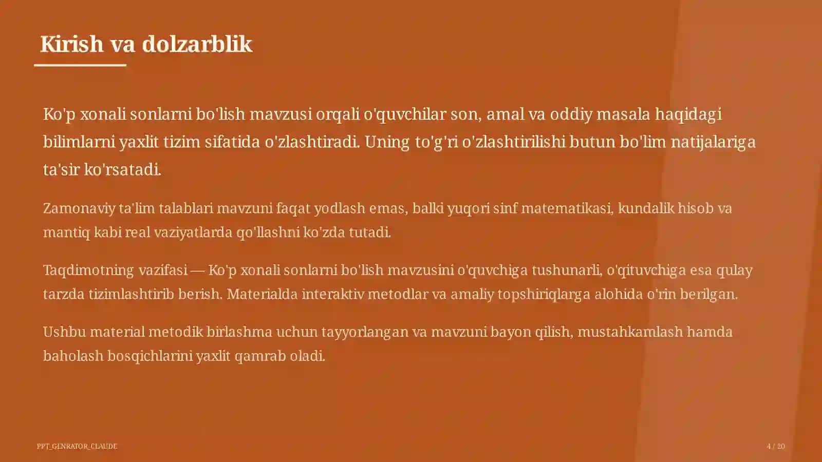 Ko'p xonali sonlarni bo'lish (4-sinf) 4