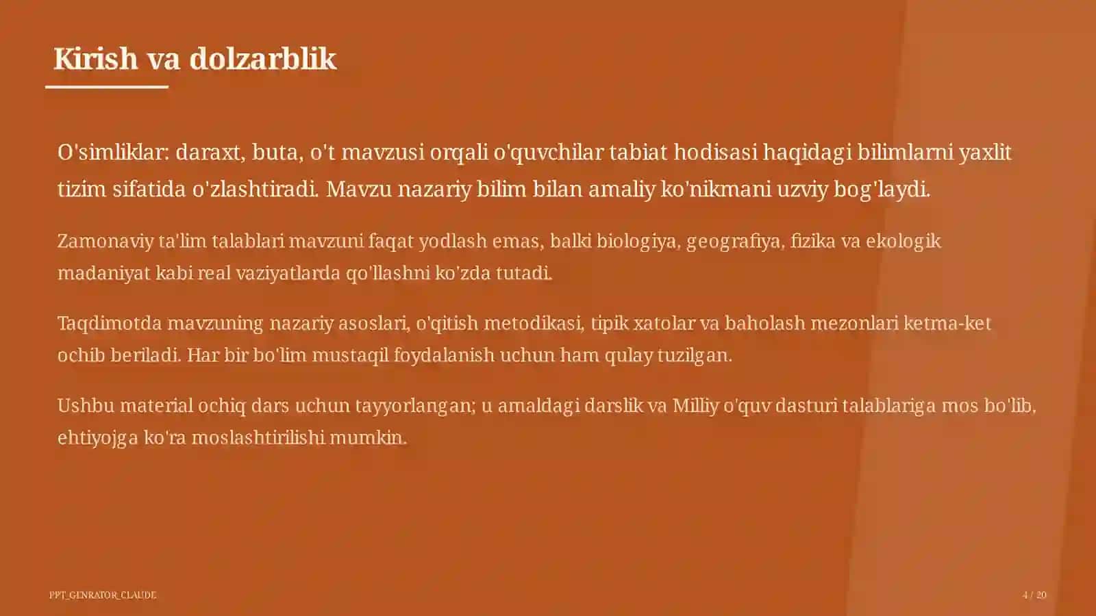 O'simliklar: daraxt, buta, o't (1-sinf) 4