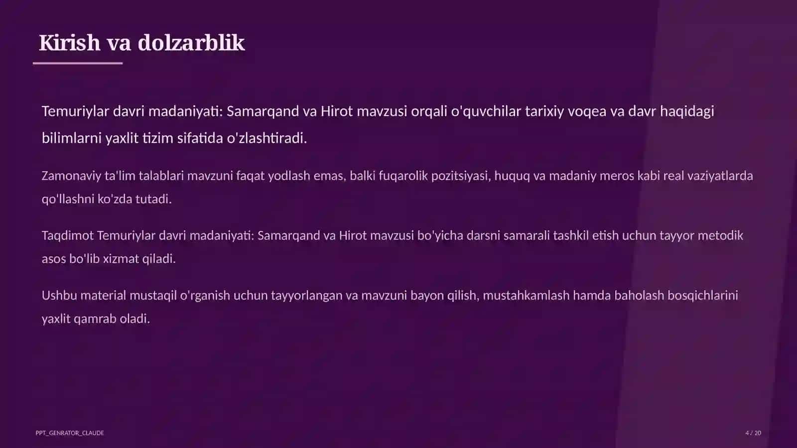 Temuriylar davri madaniyati: Samarqand va Hirot (8-sinf) 4