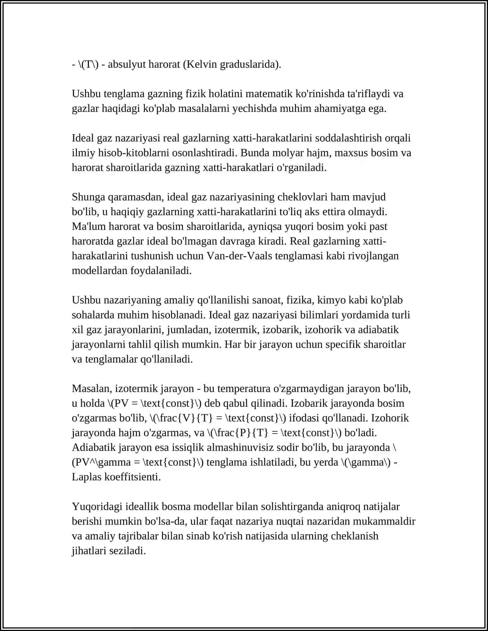 IDEAL GAZNING ICHKI ENERGIYASI 4