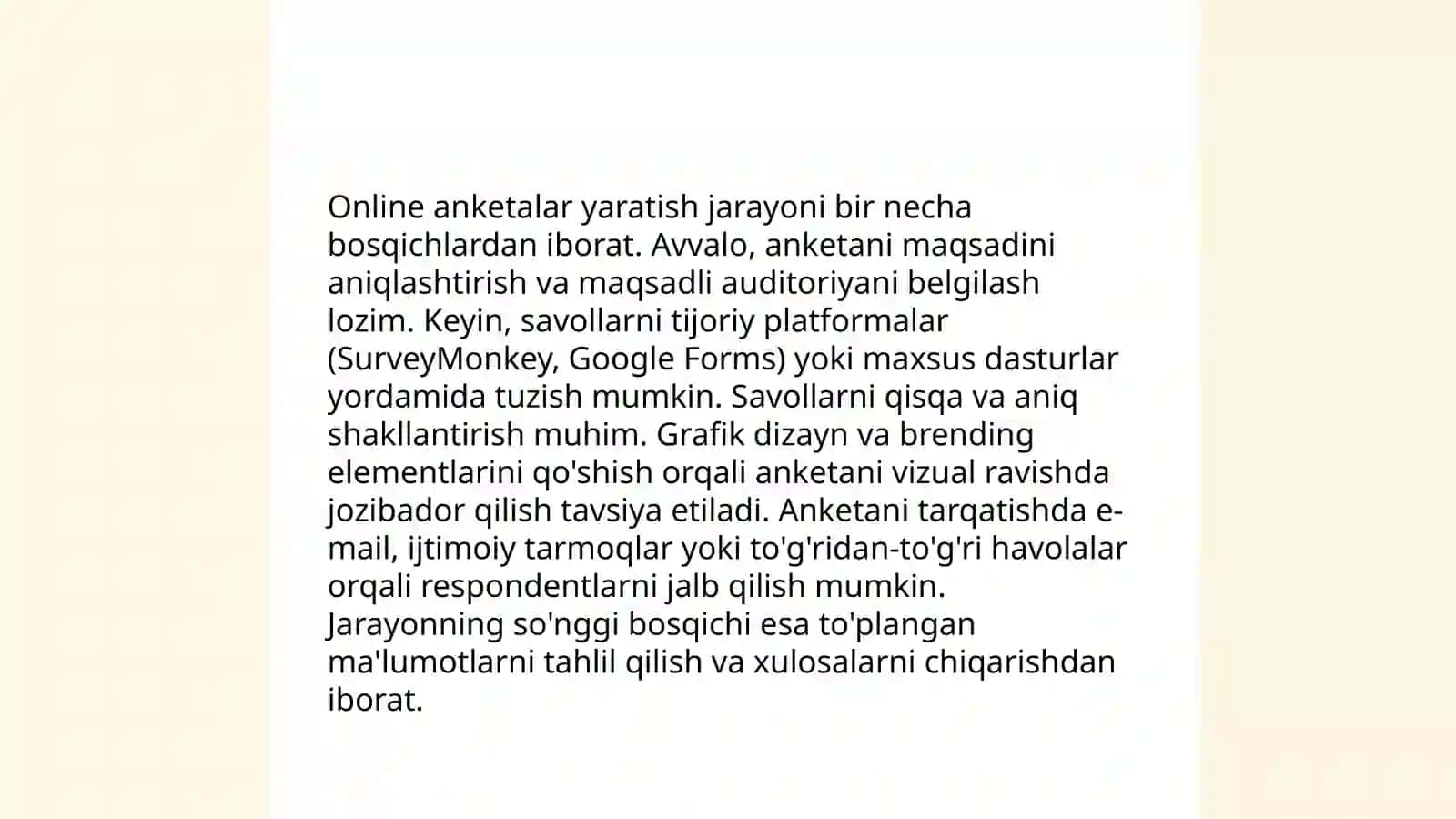 Anketa so'rovnomalar va nazorat testlarini yaratuvchi dasturar 4