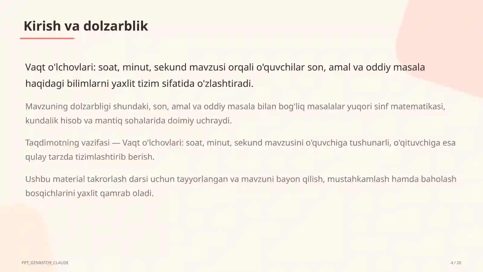 Matematika Takrorlash Darsi 4