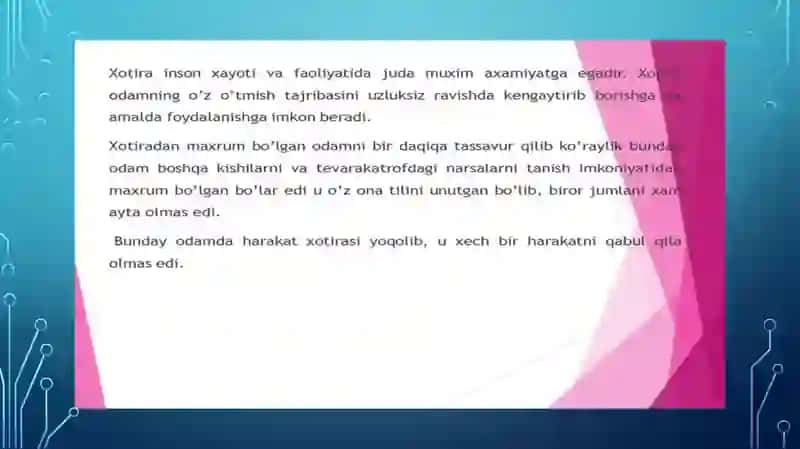 XOTIRA HAQIDA UMUMIY NAZARIYALAR 4