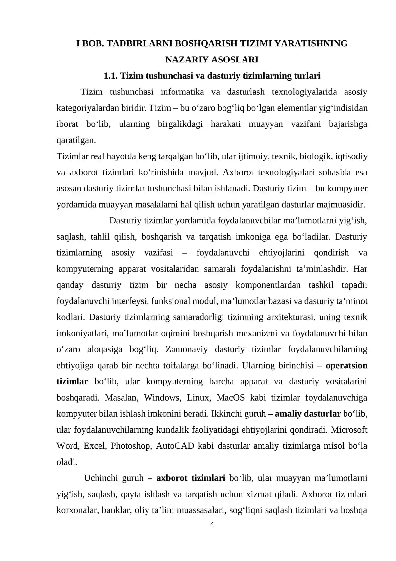 TADBIRLАRNI BOSHQARISH TIZIMINI YARATISH 4