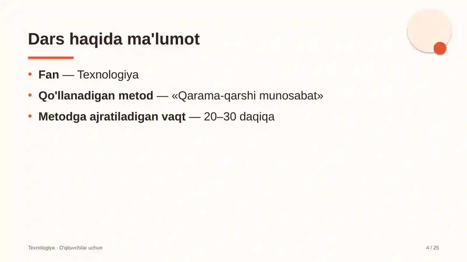 texnologiya darslarida qarama qarshi munosabat metodidan foydalanish 1125 4