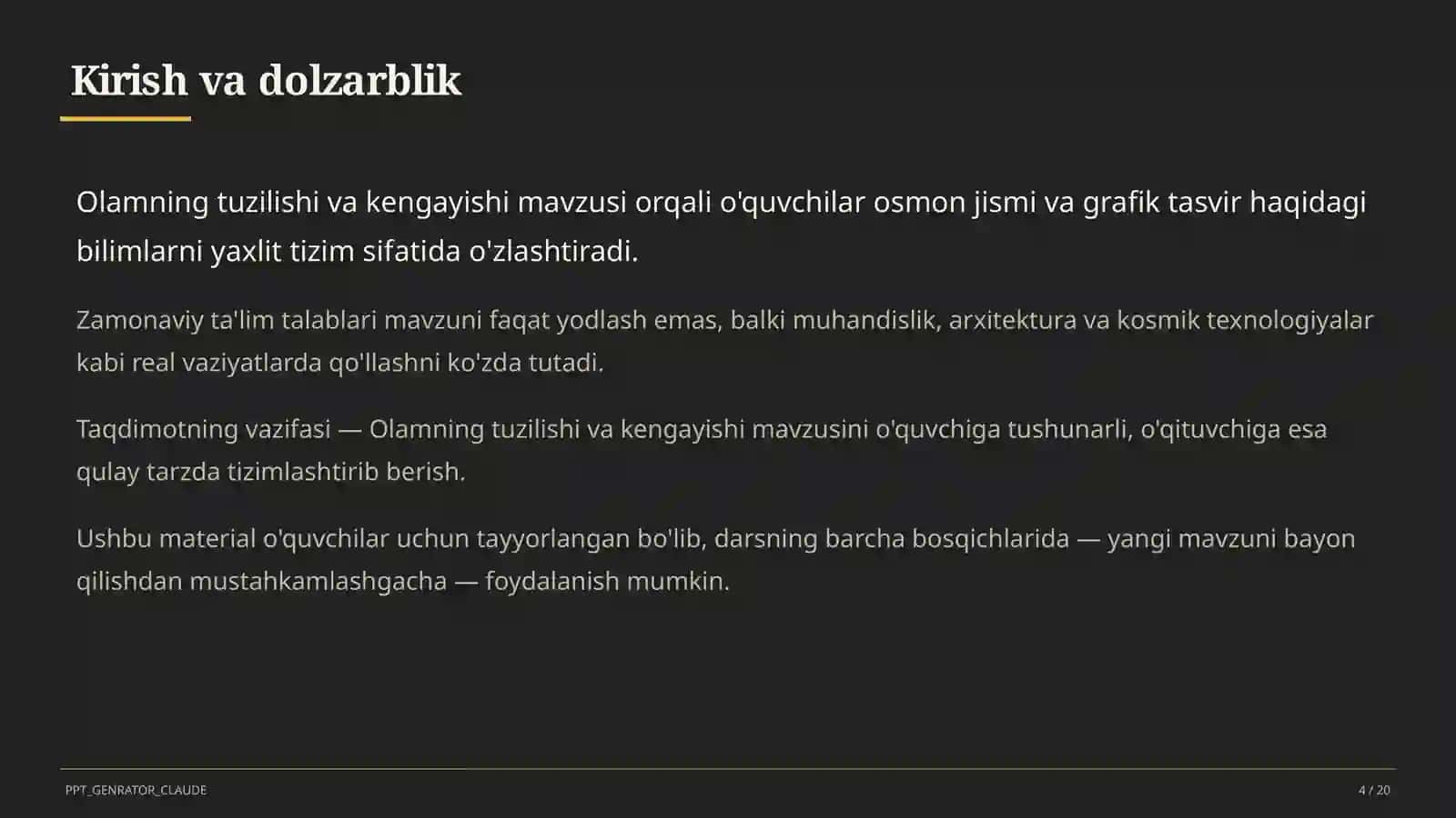 Olamning tuzilishi va kengayishi (11-sinf) 4