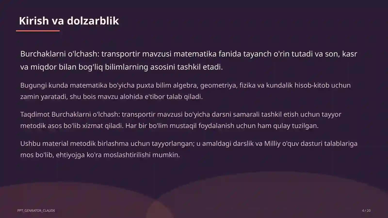 Burchaklarni o'lchash: transportir (5-sinf) 4
