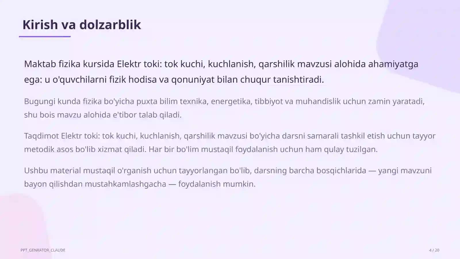 Elektr toki: tok kuchi, kuchlanish, qarshilik (8-sinf) 4