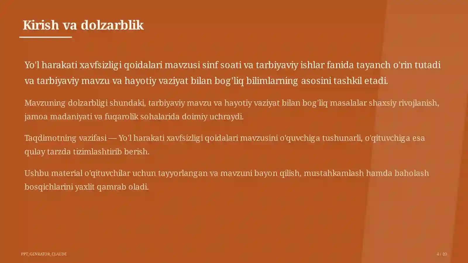 Yo'l harakati xavfsizligi qoidalari 4
