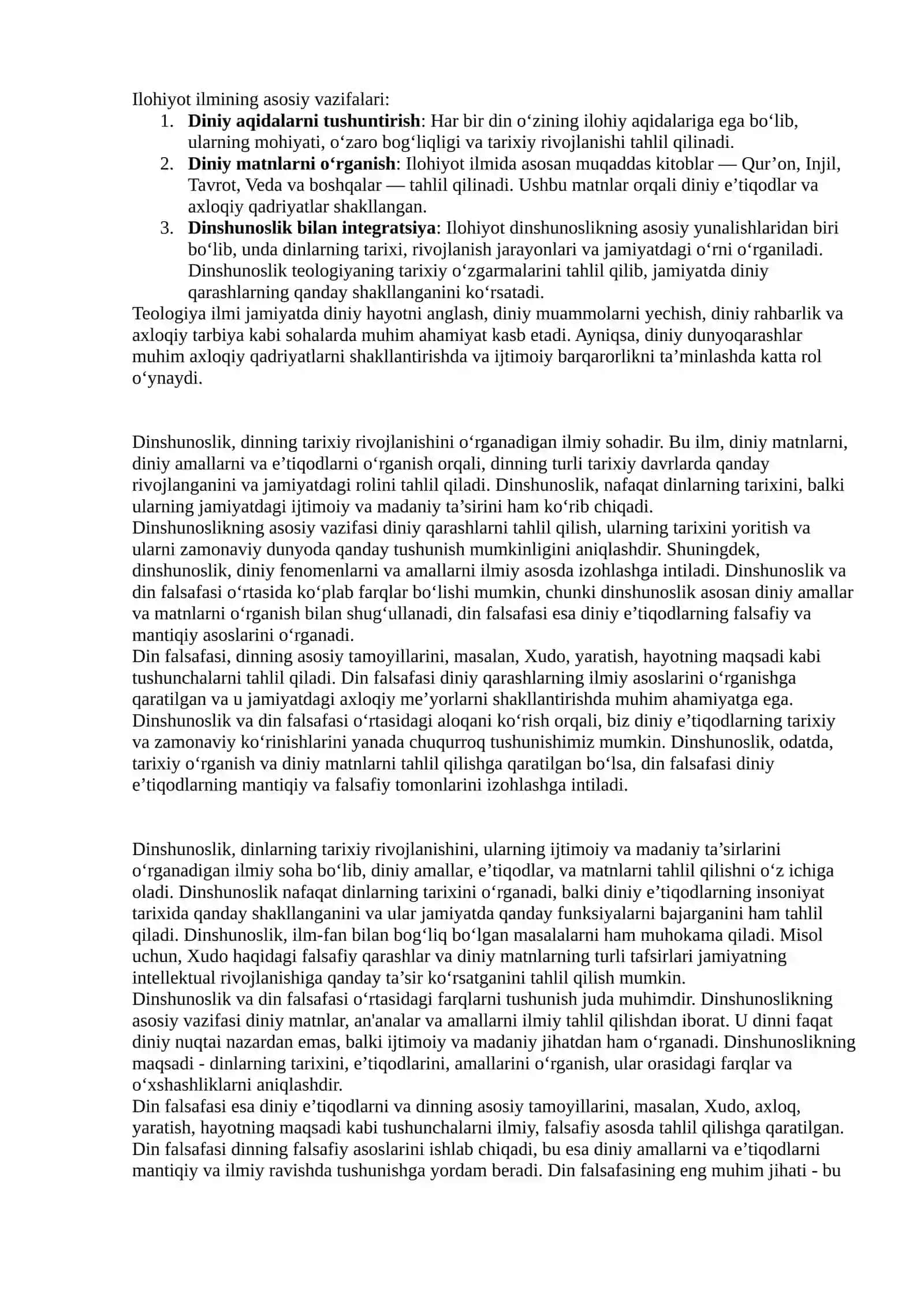 Din, dinshunoslik, din falsafasi, xudojo‘ylik, aqida va ilohiyot 4