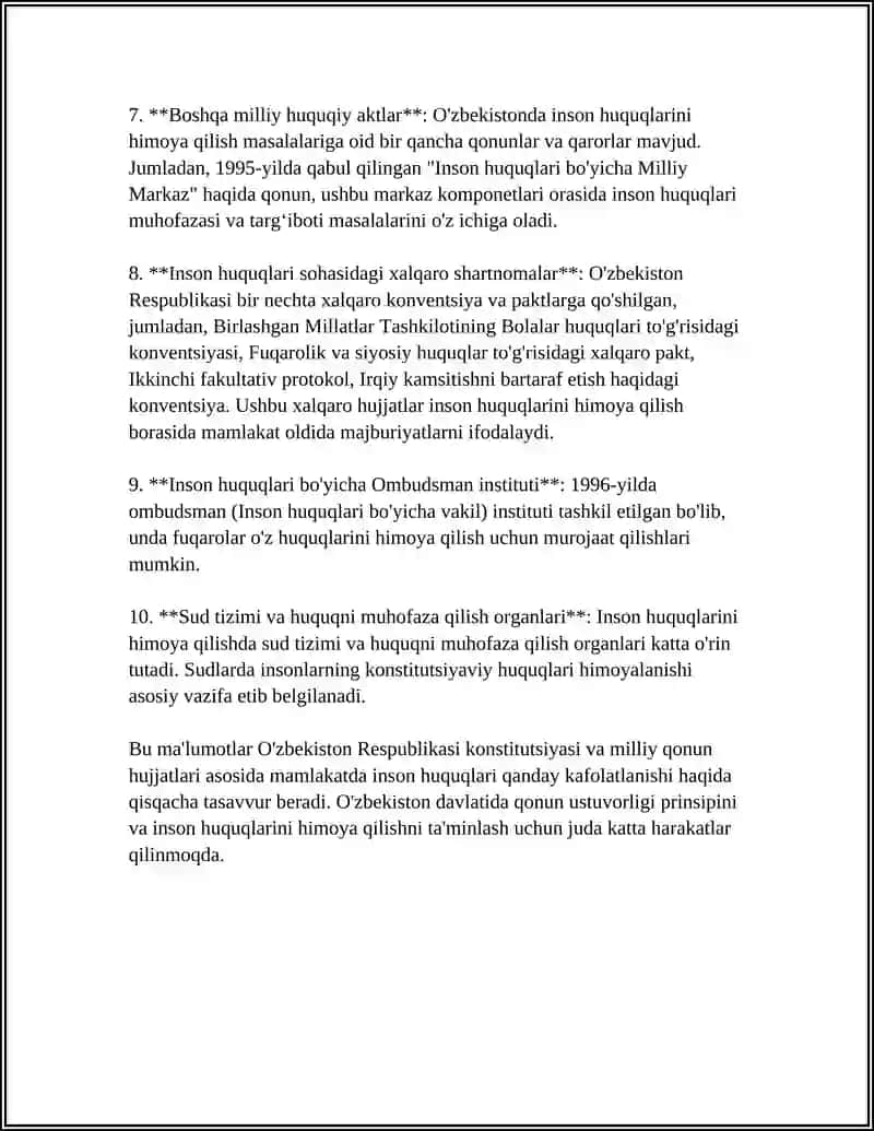 YANGI OʻZBEKISTON INSON HAQ HUQUQLARI VA ERKINLIKLARI KAFOLATINING YARATILISHI 4