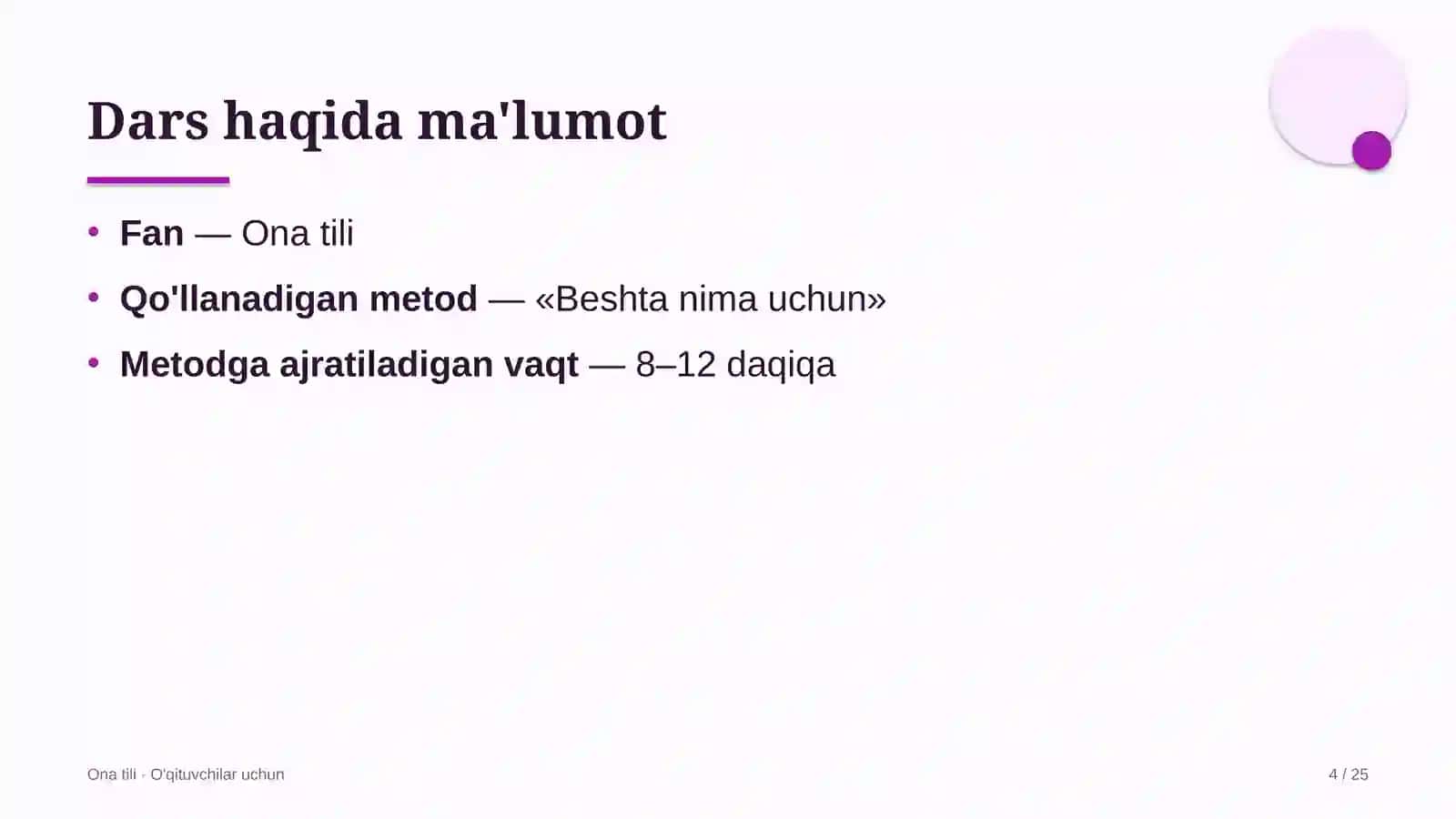 ona tili darslarida beshta nima uchun metodidan foydalanish 9733 4