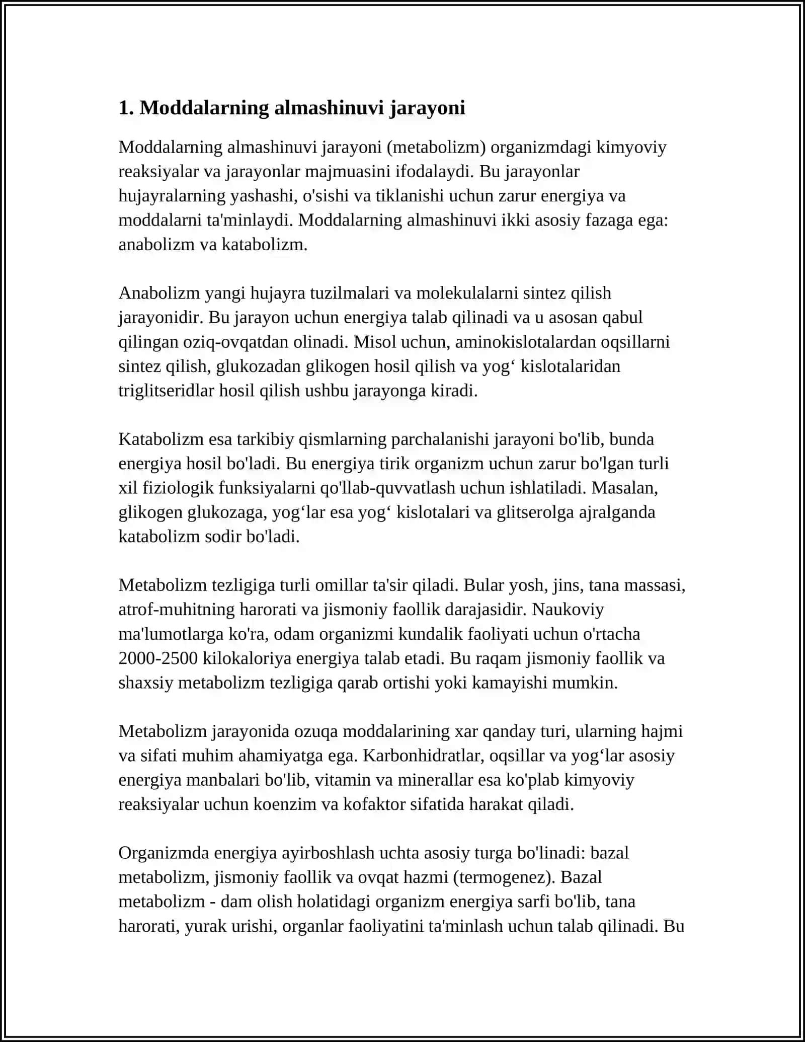 MODDALAR ALMASHINUVI NATIJASIDA ENERGIYANING HOSIL BO‘LISHI VA SARFLANISHI 4