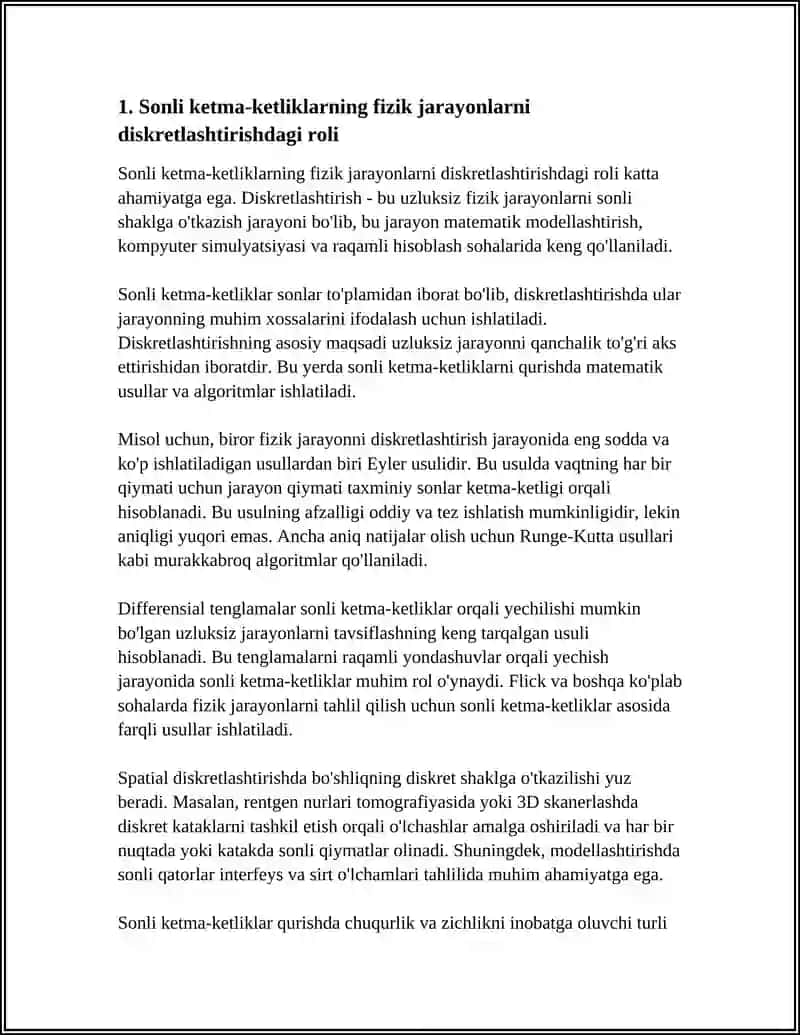 SONLI KETMA-KETLIKLARNI FIZIK JARAYONLARNI MODELLASHTIRISHDAGI QOʻLLANISHI 4