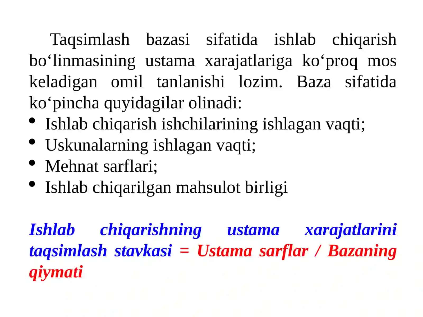 USTAMA XARAJATLARNI HISOBGA OLISH VA ULARNI TAQSIMLASH TARTIBI 4