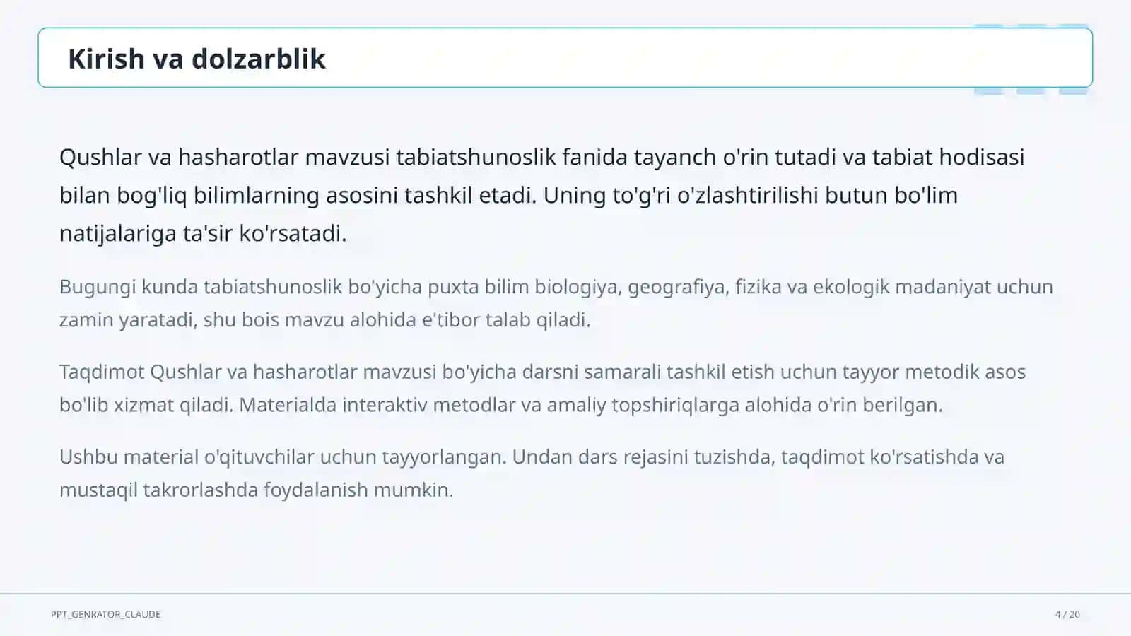 Qushlar va hasharotlar (2-sinf) 4