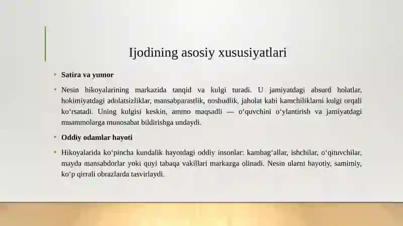 Aziz Nesin ijodi. Hikoyalari 4