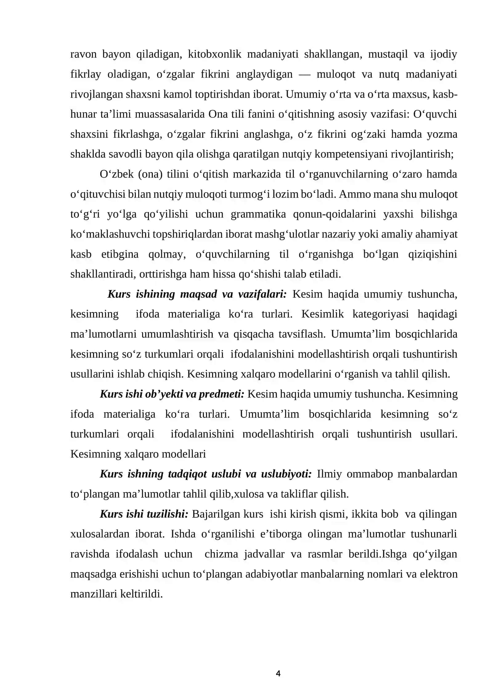 Kesim va uning o’zbek tilshunosligidagi tadqiqi 4