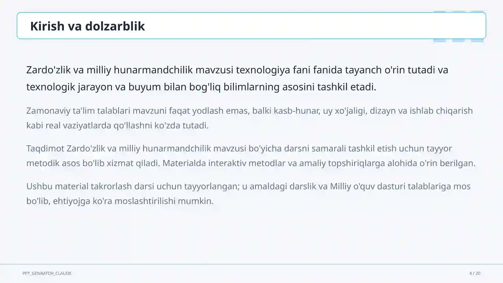 Zardo'zlik va milliy hunarmandchilik (8-sinf) 4