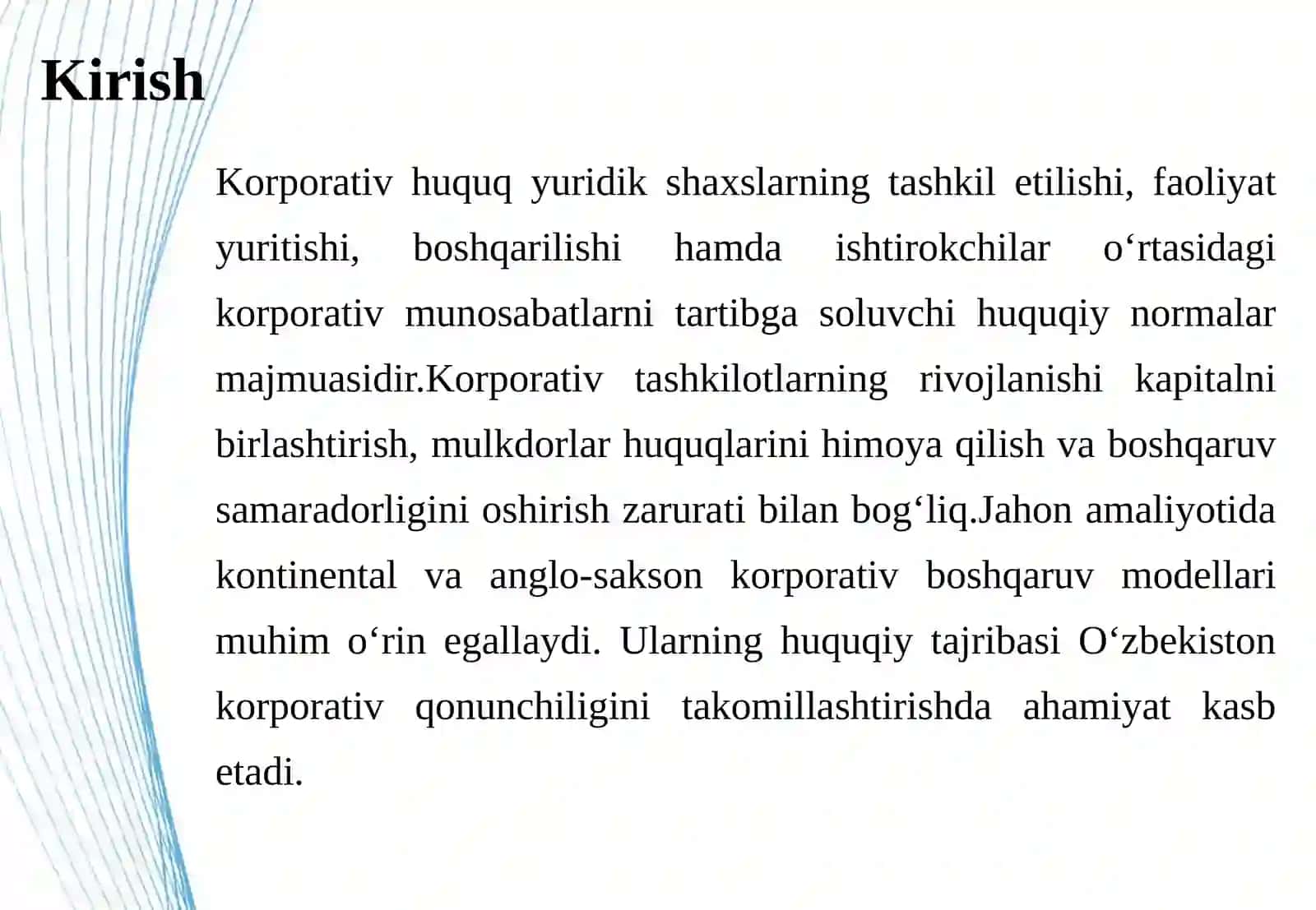 Korporativ tashkilotlarning tarixiy rivojlanishi va qiyosiy modellari kontinental hamda anglo-sakson yondashuvlarining O‘zbekiston korporativ boshqaruviga ta’siri.pptx 4