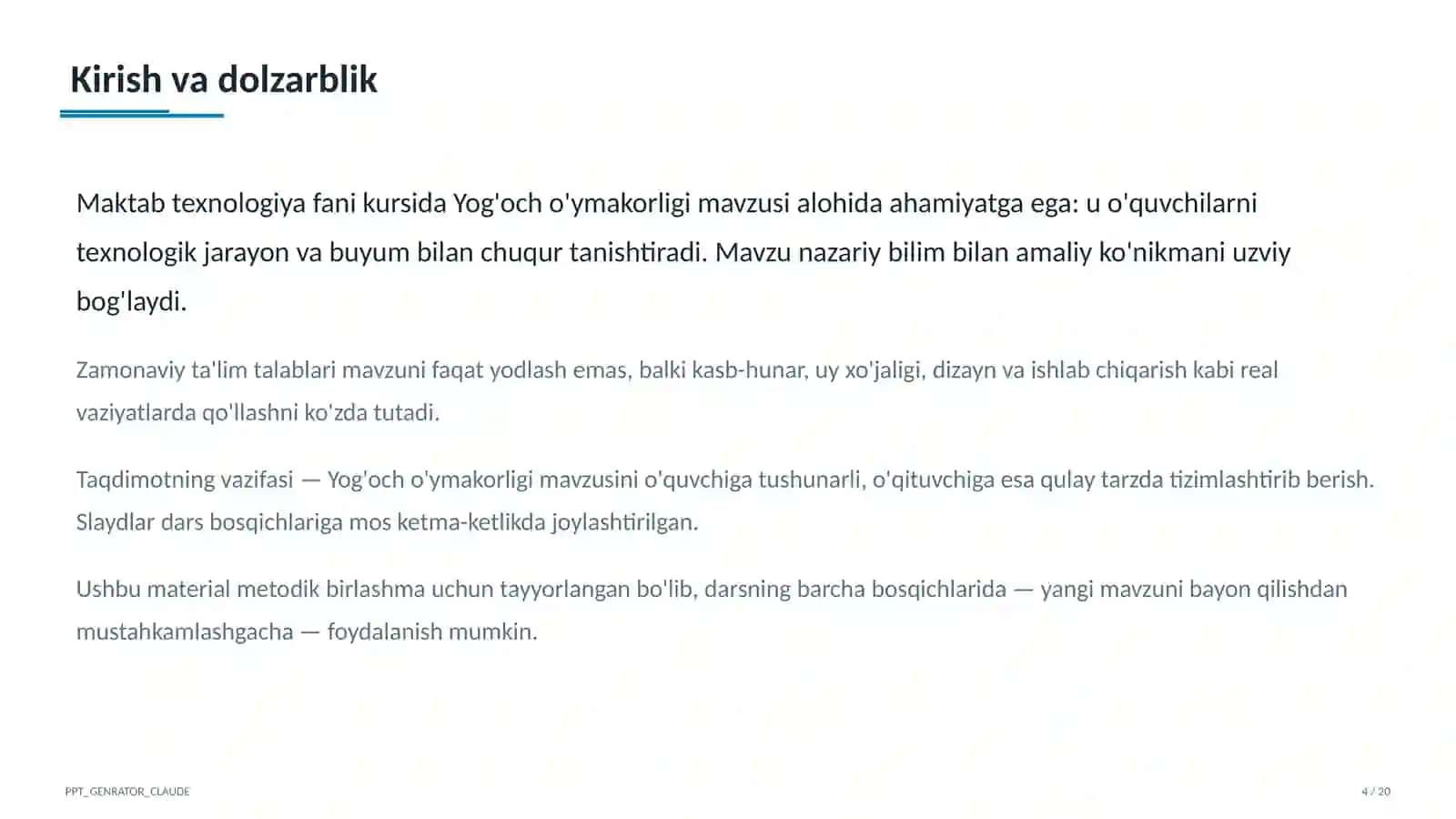 Yog'och o'ymakorligi (7-sinf) 4