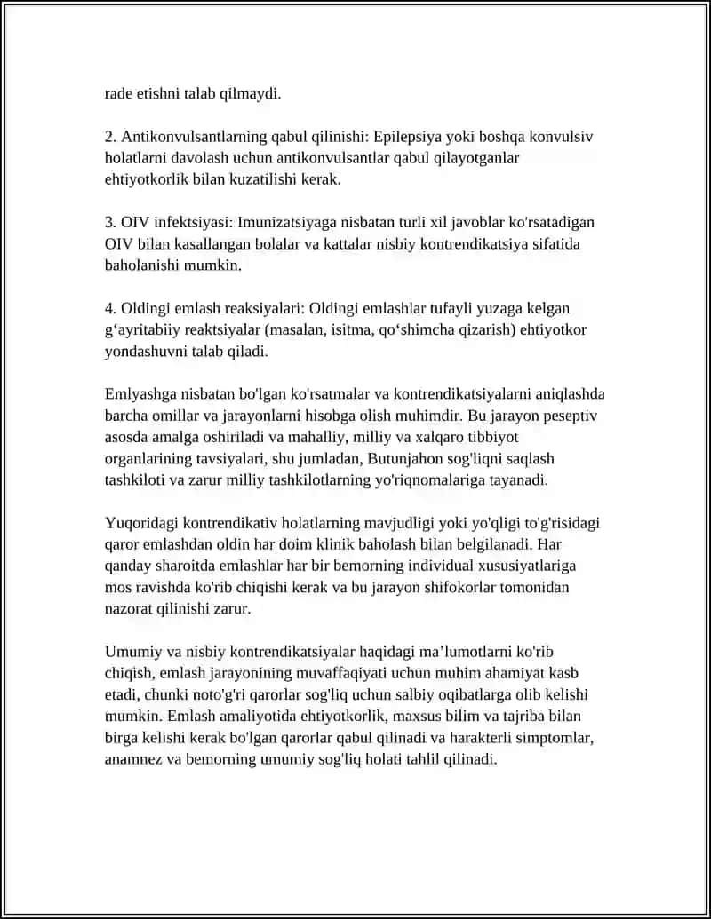 PROFILAKTIK EMLASHGA QARSHI KO'RSATMALAR VA UNI KELTIRIB CHIQARUVCHI OMILLAR 4