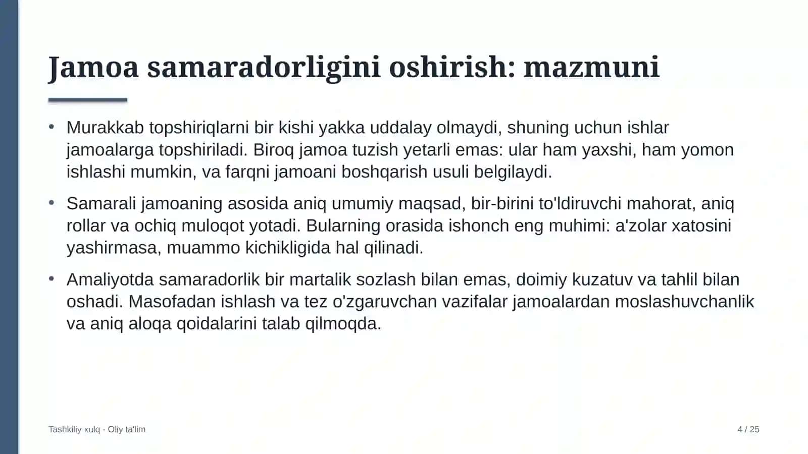 Ehtiyot qismlar do'konlarida jamoa samaradorligini oshirish 4