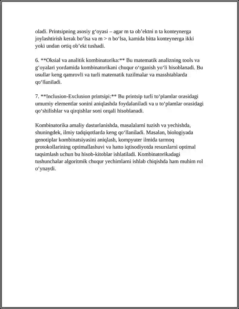 EGMA XALQARO BAHOLASH DASTURIDA “KOMBINATORIKA ELEMENTLARI” MAZMUN SOHASIGA OID TOPSHIRIQLAR 4