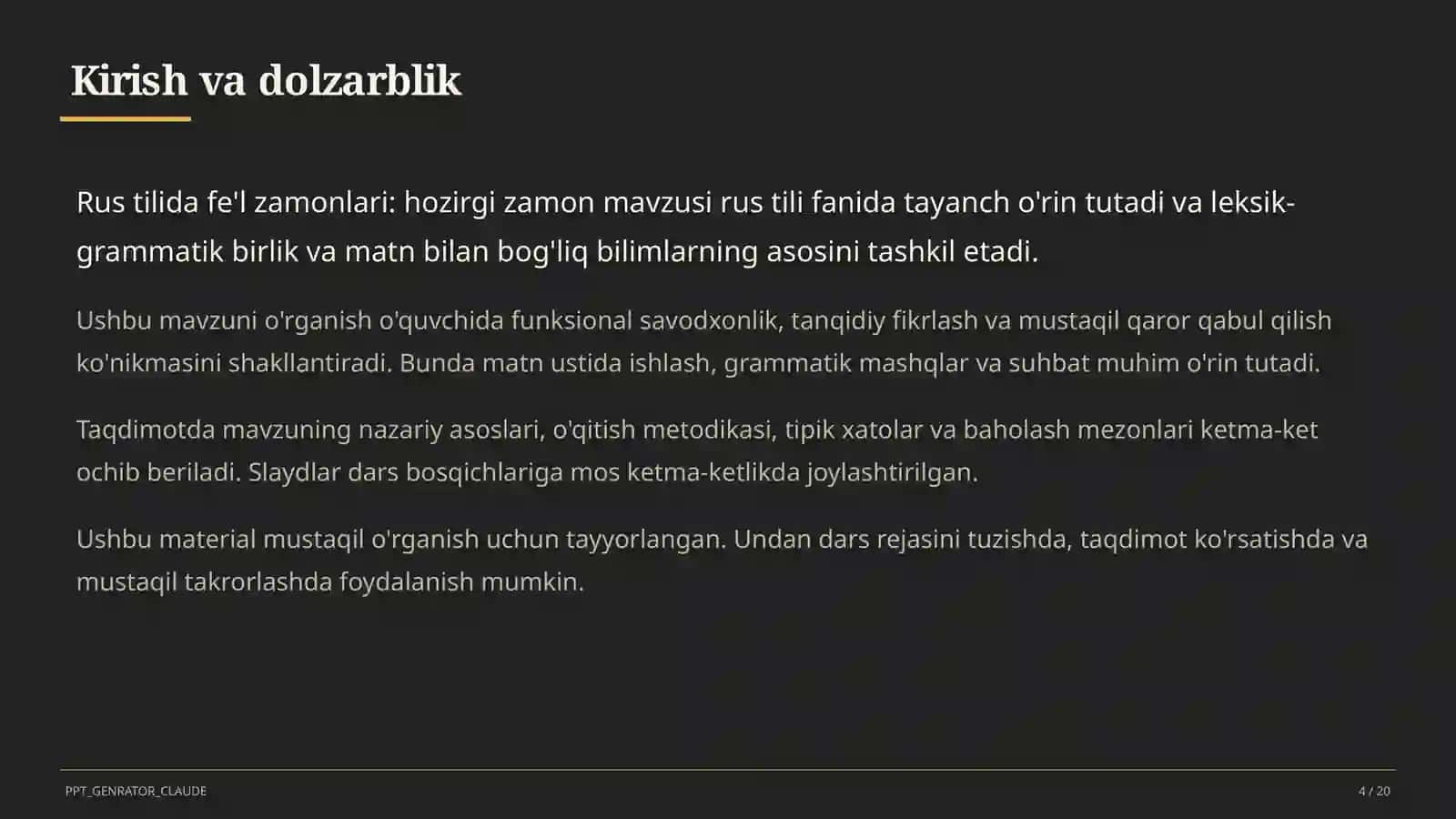 Rus tilida fe'l zamonlari: hozirgi zamon (4-sinf) 4