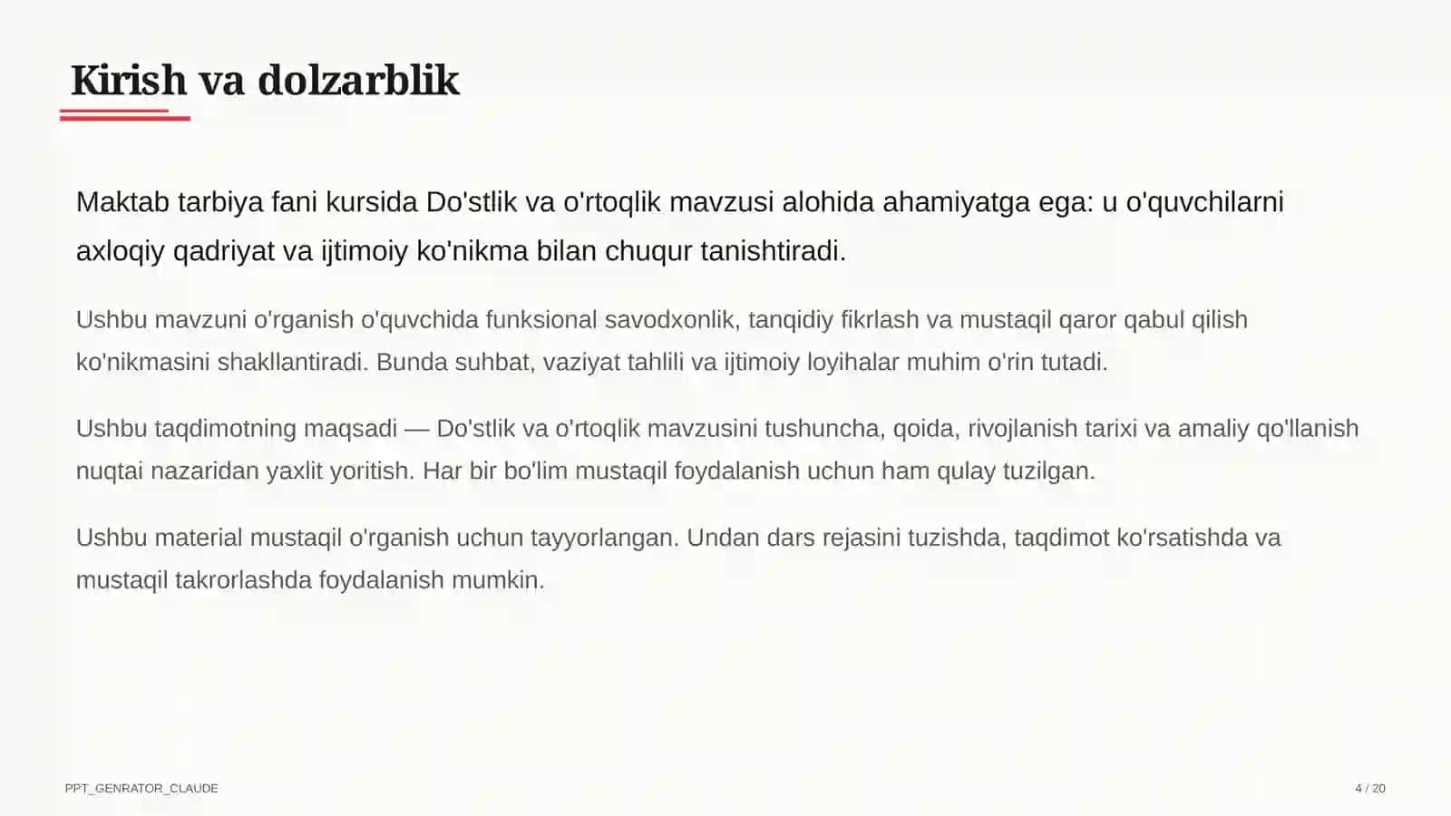 Do'stlik va o'rtoqlik (2-sinf) 4
