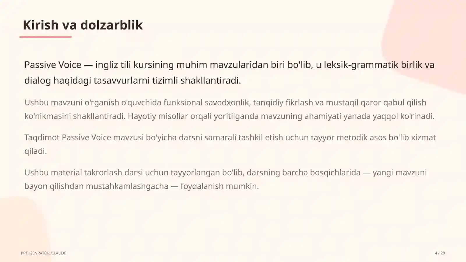 Passive Voice (9-sinf) 4