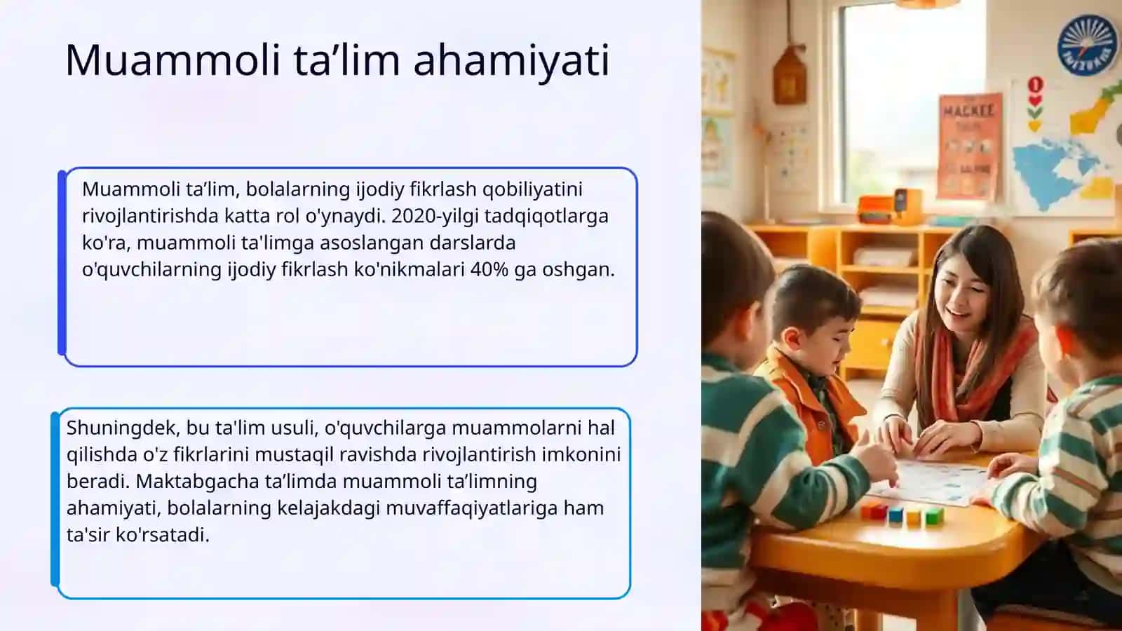 Maktabgacha ta’limda muammoli ta’limni tashkil etish bosqichlari 4