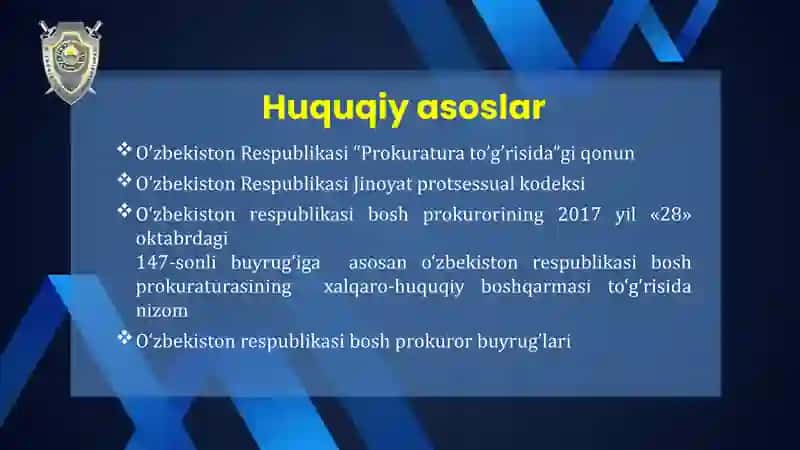 Prokuratura organlarining xalqaro hamkorligi va xorijiy davlatlarda prokuratura organlarining huquqiy maqomi 4