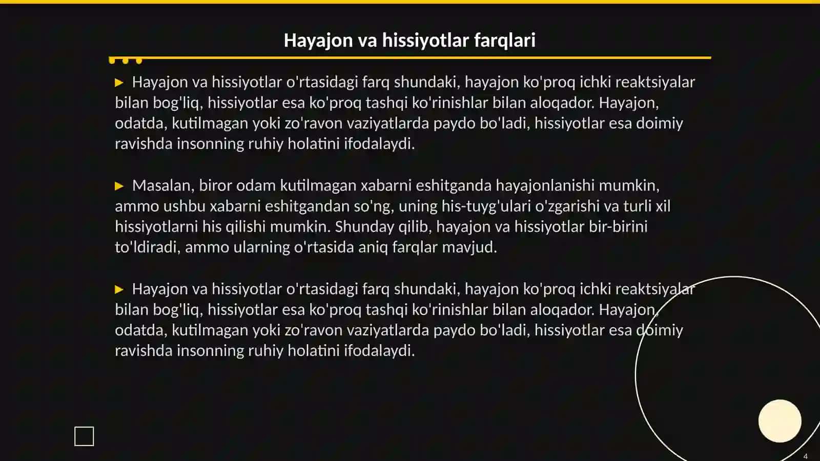 His hayajon udoshlariga namunalar topish 4
