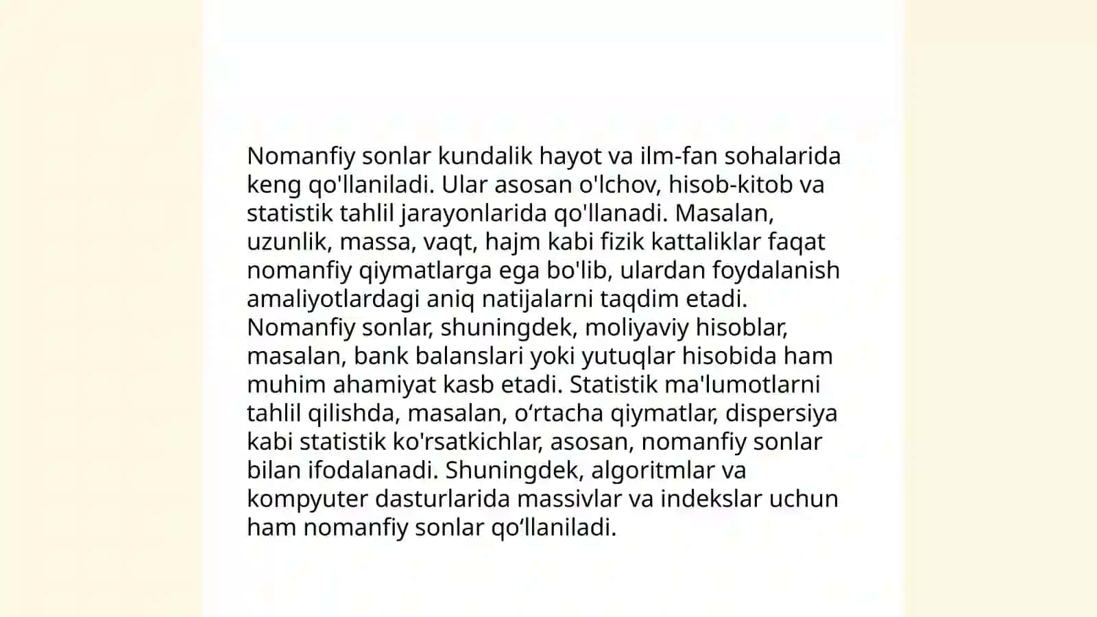 Nomanfiy sonlar ustida arifmetik amallarni o‘rgatish metodikasi 4