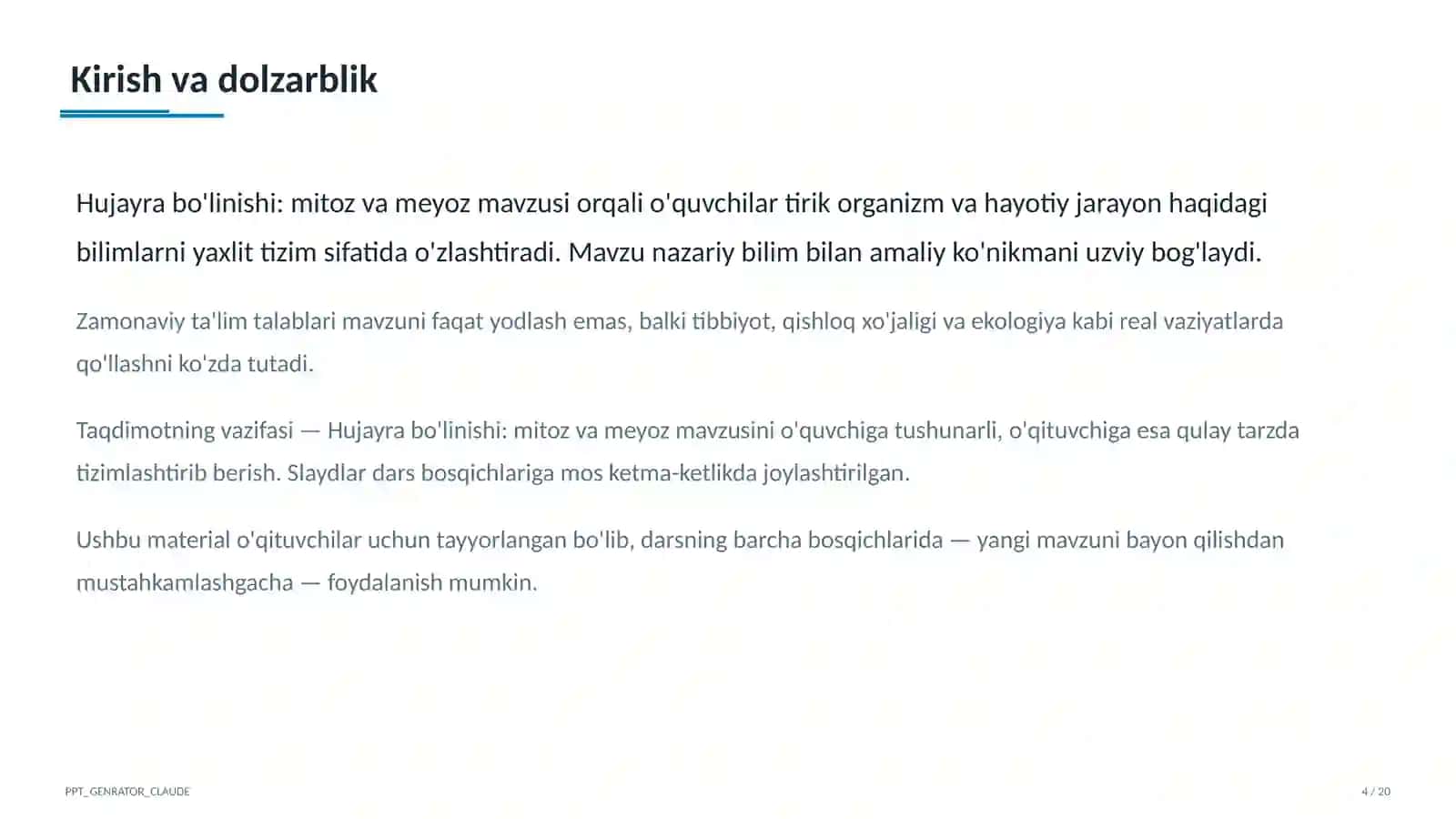 Hujayra bo'linishi: mitoz va meyoz (9-sinf) 4