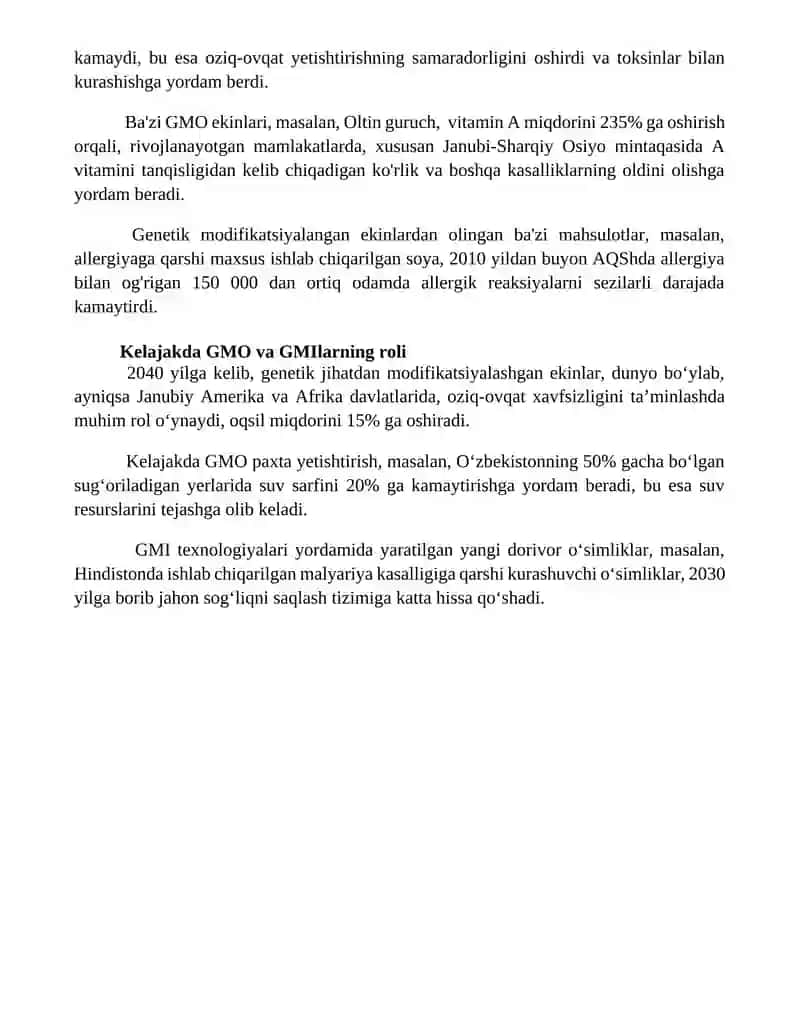 Oziq-ovqat mahsulotlarida GMO va GMI: tibbiy aspektlari va foydalanish 4