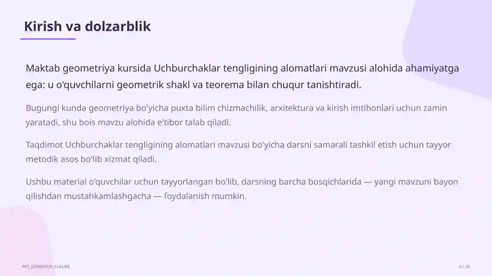 Uchburchaklar tengligining alomatlari (7-sinf) 4