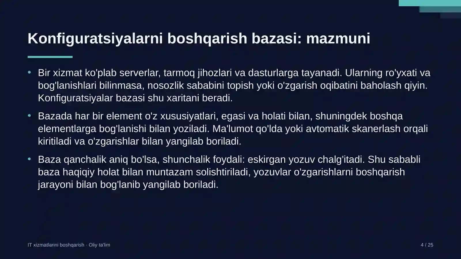 muhandislik qidiruv ishlarida konfiguratsiyalarni boshqarish bazasini yuritish 5868 4