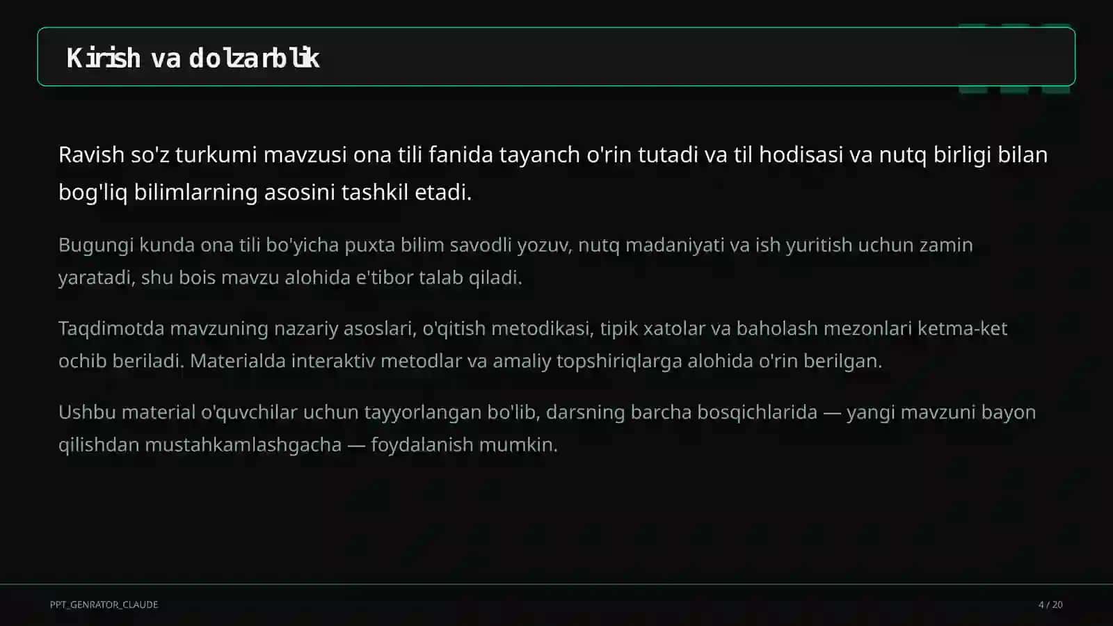 Ravish so'z turkumi (7-sinf) 4