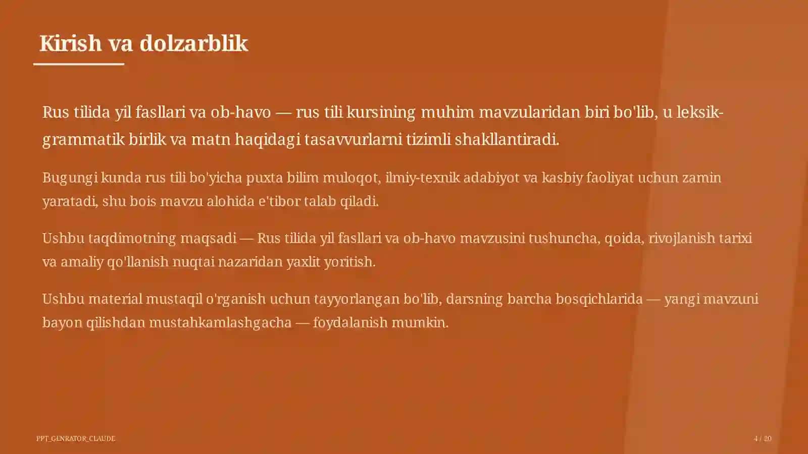 Rus tilida yil fasllari va ob-havo (4-sinf) 4