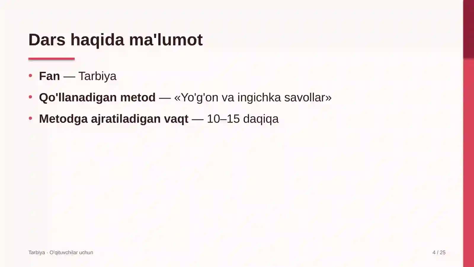 tarbiya darslarida yo'g'on va ingichka savollar metodidan foydalanish 3020 4