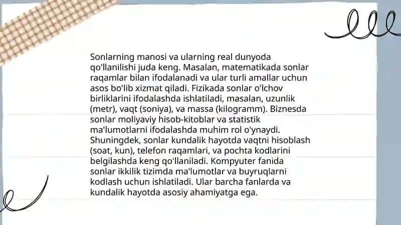 Son tushunchasini kengaytirish masalasi 4
