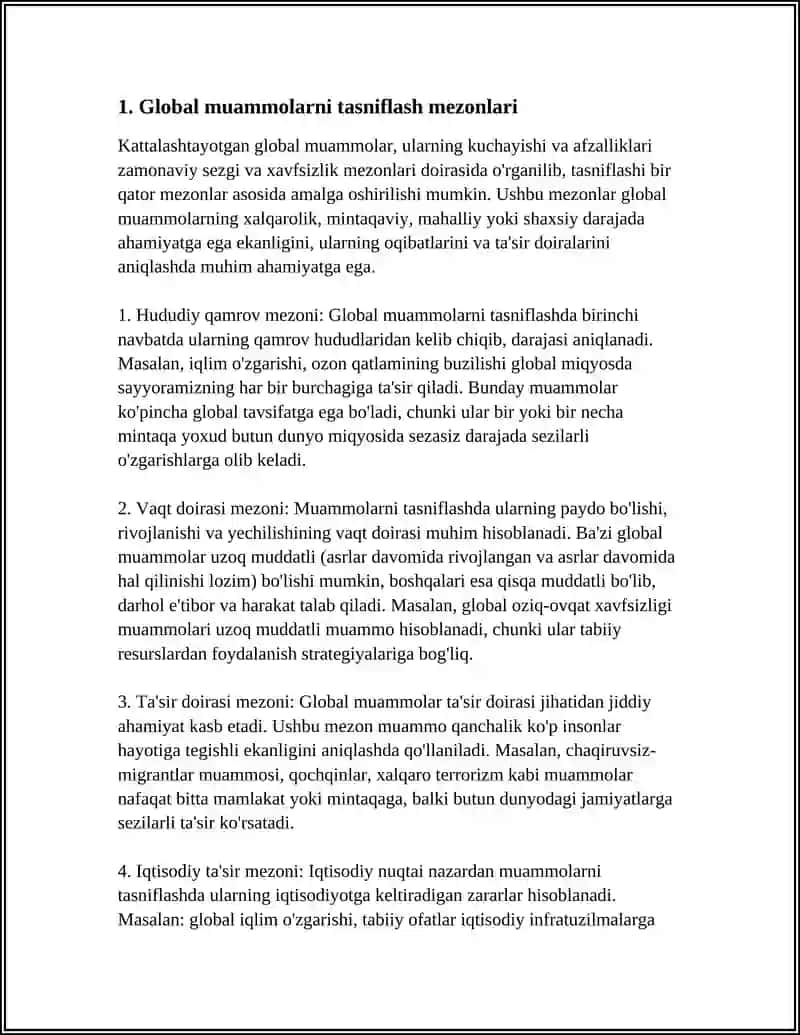 GLOBAL MUAMMOLARNING MEZONLARI VA DARAJALARI 4