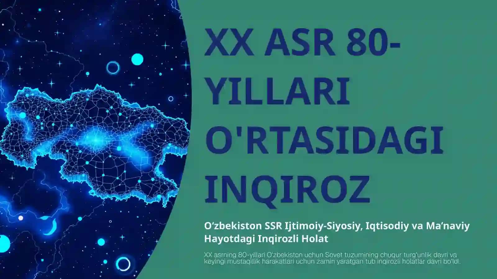 XX-asr 80-yillari o'rtasida respublikamizdagi ijtimoiy-siyosiy, iqtisodiy va ma’naviy hayotidagi inqirozli holat mavzusidagi mustaqil ish taqdimoti Taqdimot 4